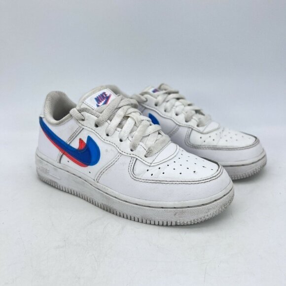 Nike Force 1 Lv8 Ksa 3d Glasses White Blue Red Youth Shoes CJ7160 100 Size 12C - Picture 2 of 12